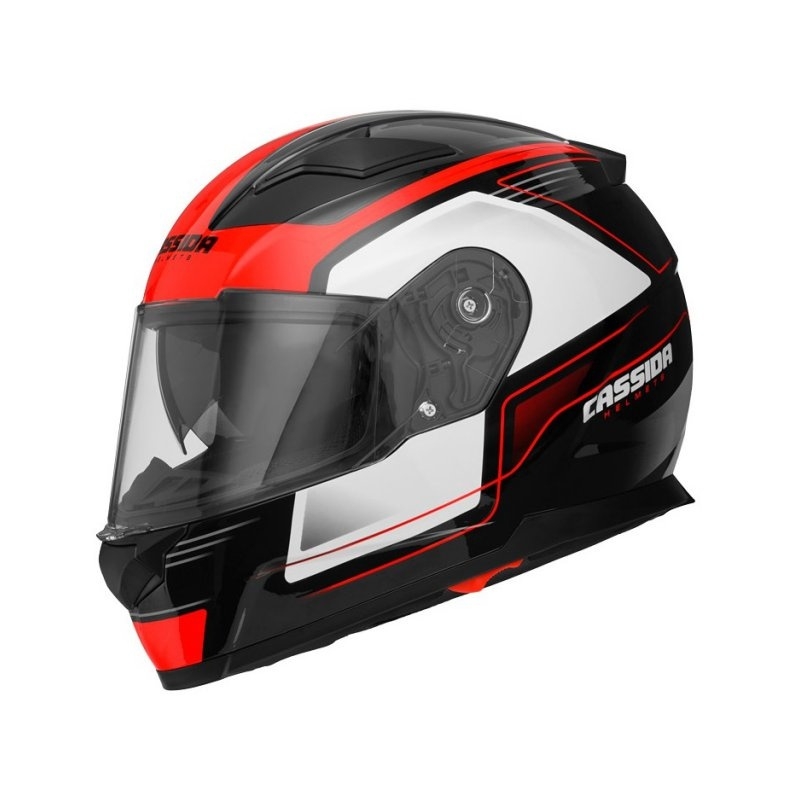 Motoristična čelada Cassida Apex Fusion black-white-fluo red - razred II