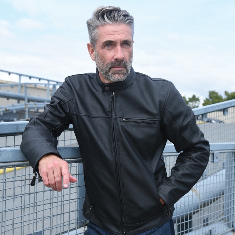 Črna usnjena motoristična jakna Oxford Walton