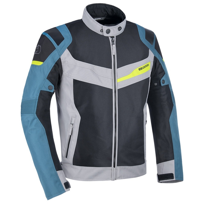 Oxford Dakar D2D Air srebrno-modro-fluo rumena motoristična jakna