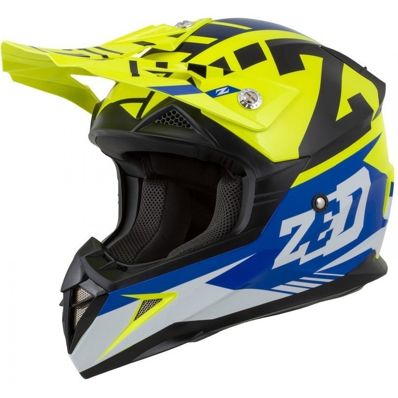 Otroška motokros čelada ZED X1.9D modra-fluo rumena-črna-bela