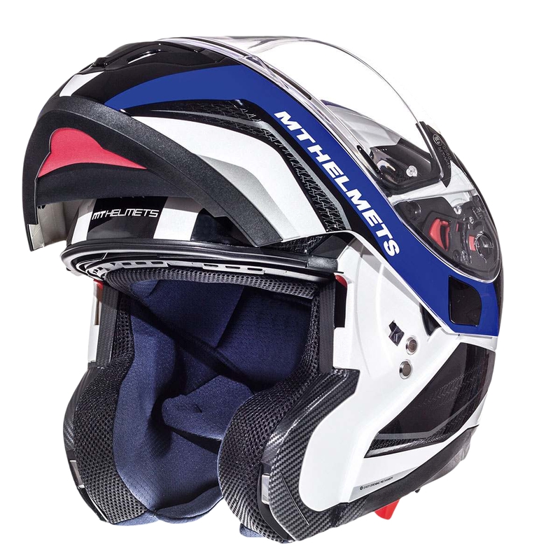 Motociklistična čelada MT Atom Tarmac belo-črno-modra - razred II