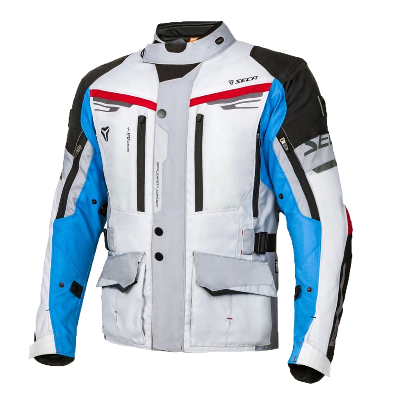 Motoristična jakna SECA Arrakis II sivo-modro-rdeča