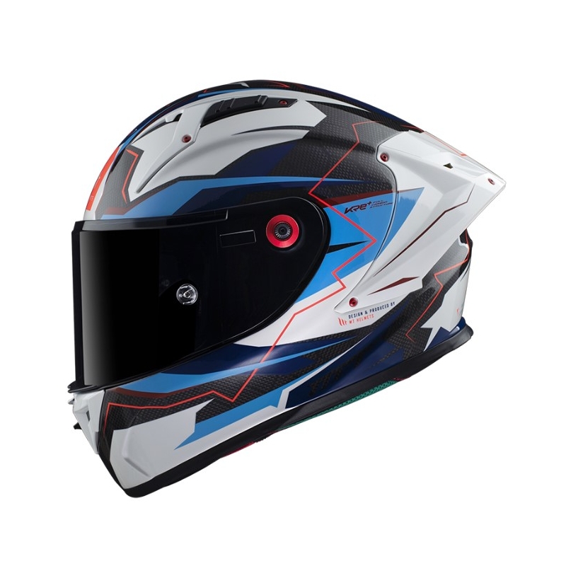 MT KRE+ Carbon Kraker B7 integralna motoristična čelada črno-bela-modra