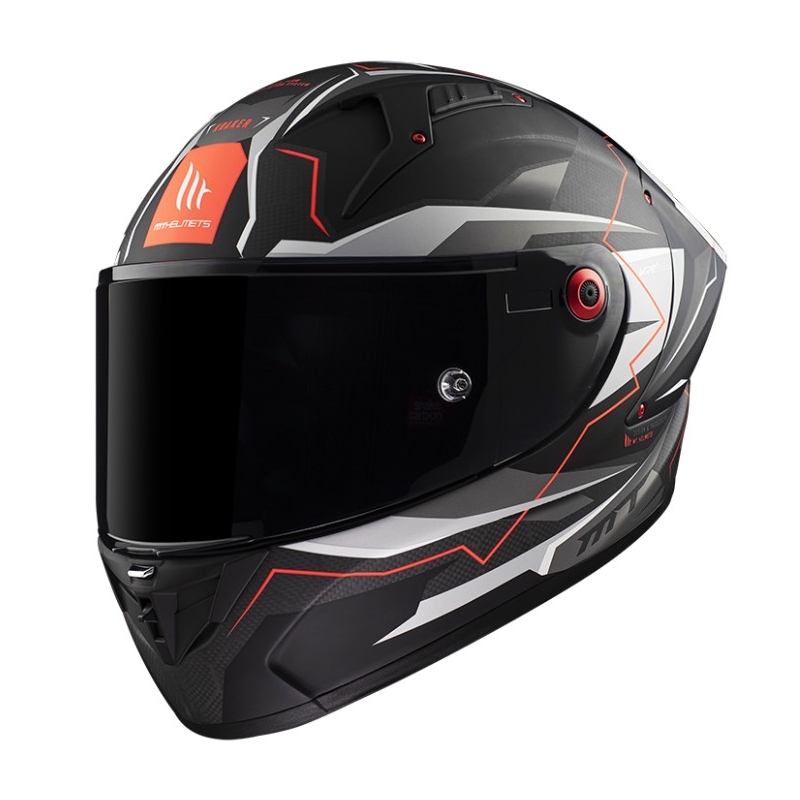 MT KRE+ Carbon Kraker C5 Integral Motoristična čelada rdeče-sivo-črna