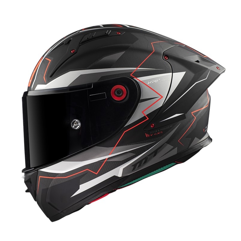 MT KRE+ Carbon Kraker C5 Integral Motoristična čelada rdeče-sivo-črna