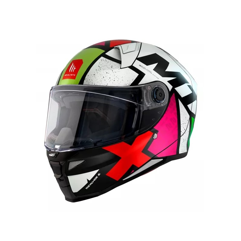 MT FF110 Revenge 2 Light C0 belo-rdeče-rožnato-zelena integralna motoristična čelada