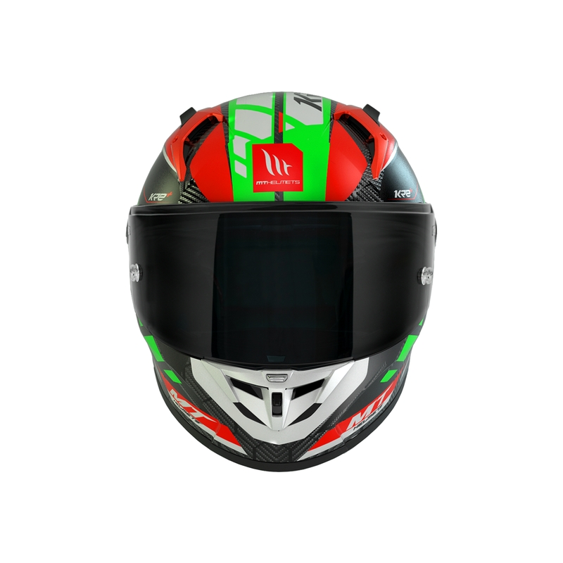MT KRE+ Carbon Longlap Black-Green-Red Integral Motoristična čelada