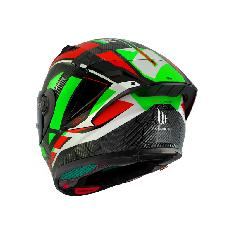 MT KRE+ Carbon Longlap Black-Green-Red Integral Motoristična čelada
