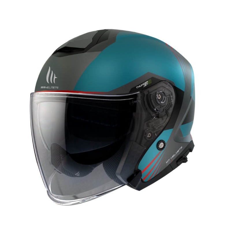 MT Thunder 3 SV Jet Stargate A2 Odprta motoristična čelada črno-sivo-modra razprodaja