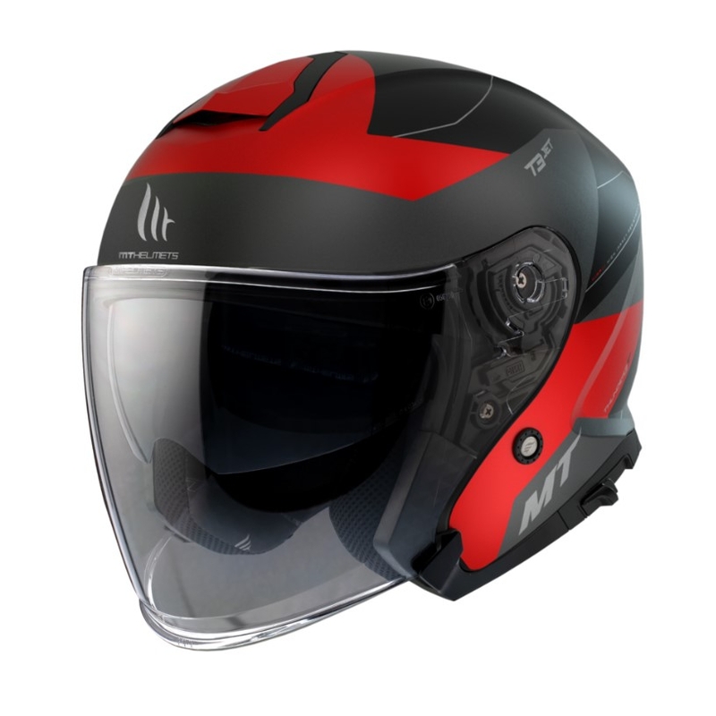 MT Thunder 3 SV Jet Cooper Black-Grey-Red Odprta motoristična čelada razprodaja