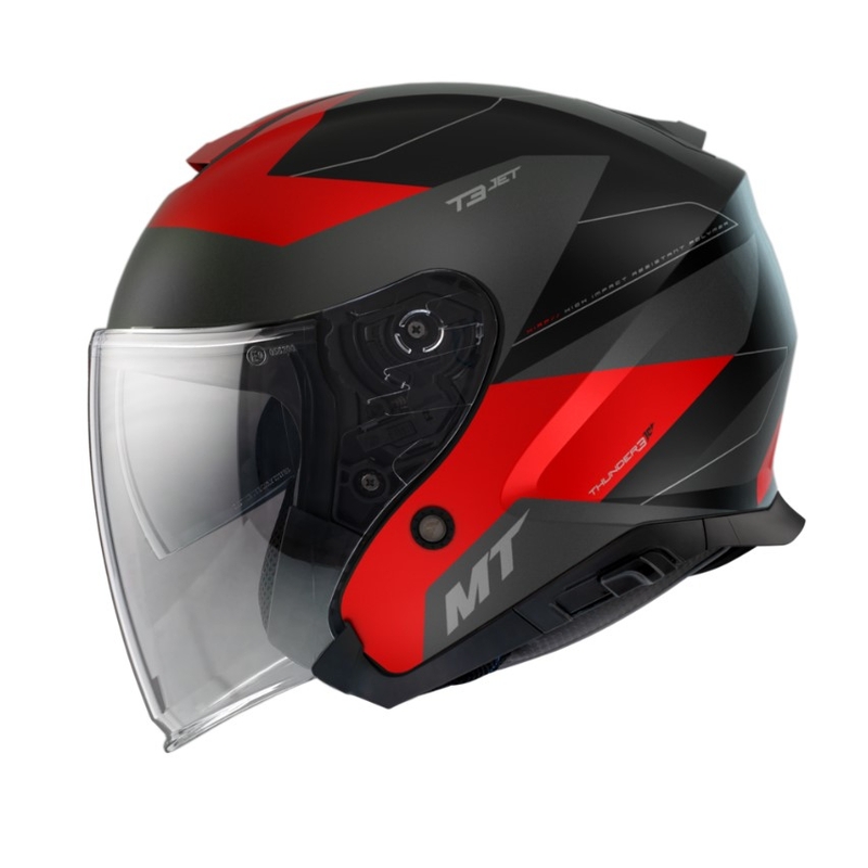 MT Thunder 3 SV Jet Cooper Black-Grey-Red Odprta motoristična čelada razprodaja