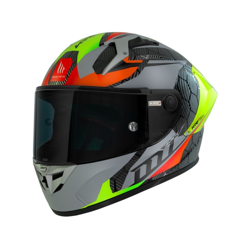 MT FF103PLUSC KRE+ Carbon Projectile D2 rdeče-zeleno-siva integralna motoristična čelada