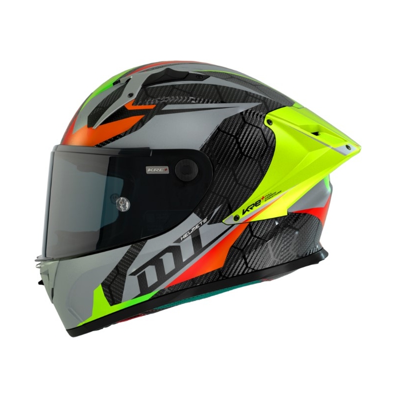 MT FF103PLUSC KRE+ Carbon Projectile D2 rdeče-zeleno-siva integralna motoristična čelada