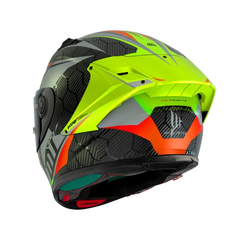 MT FF103PLUSC KRE+ Carbon Projectile D2 rdeče-zeleno-siva integralna motoristična čelada