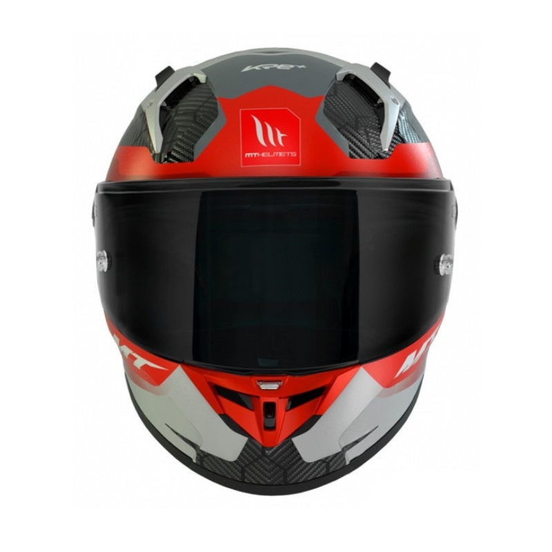 MT KRE+ Carbon Močna sivo-rdeča integralna motoristična čelada