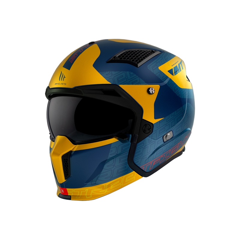Odprta čelada z masko MT Streetfighter SV Totem C3 modro-rumena