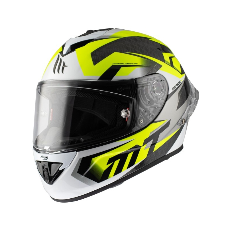 Integralna motoristična čelada MT Rapide Pro Fugaz D3 črno-siva-bela-fluo rumena