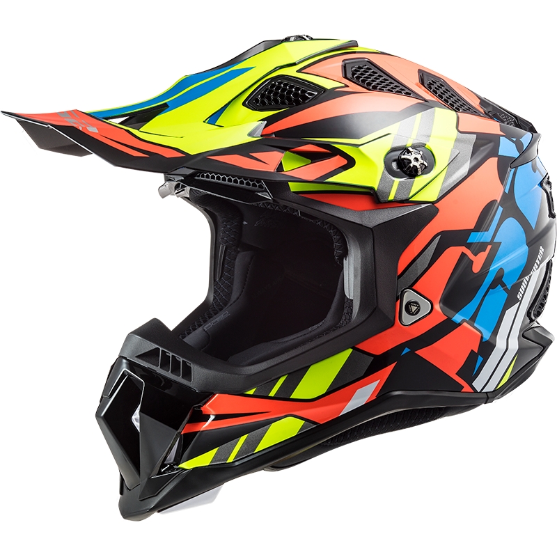Motokros čelada LS2 MX700 Subverter Rascal črna-modra-oranžna-fluo rumena