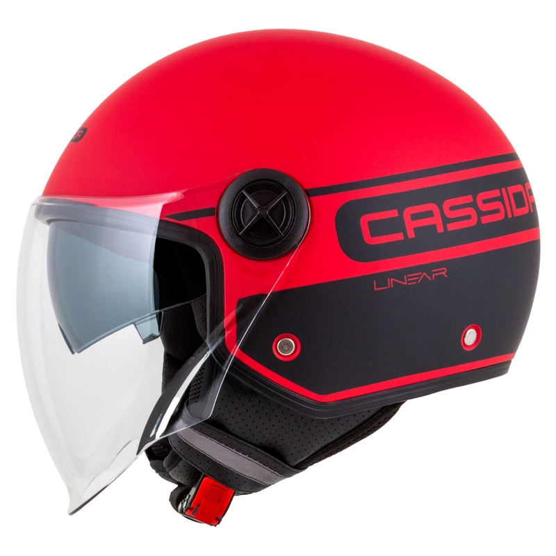 Cassida Handy Plus Linearna odprta motoristična čelada rdeče-črna