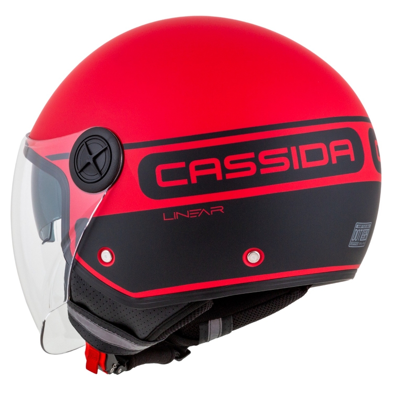 Cassida Handy Plus Linearna odprta motoristična čelada rdeče-črna