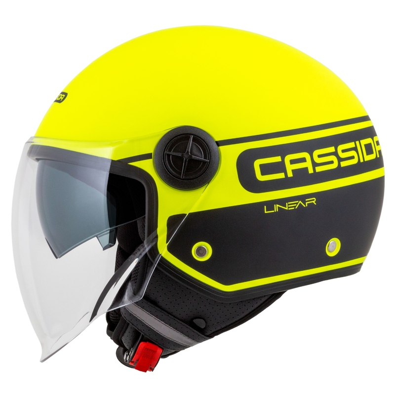 Cassida Handy Plus Linear fluo rumeno-črna odprta motoristična čelada