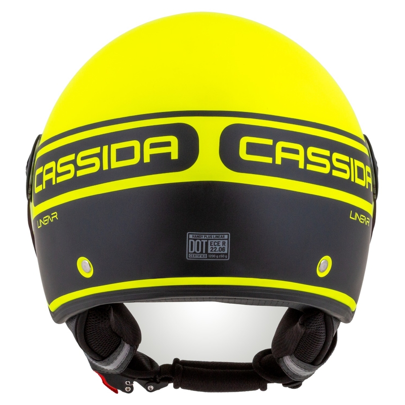 Cassida Handy Plus Linear fluo rumeno-črna odprta motoristična čelada