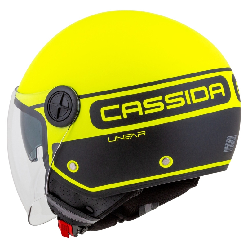 Cassida Handy Plus Linear fluo rumeno-črna odprta motoristična čelada