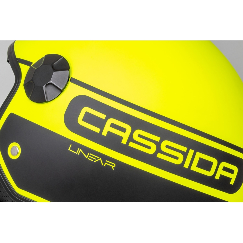 Cassida Handy Plus Linear fluo rumeno-črna odprta motoristična čelada