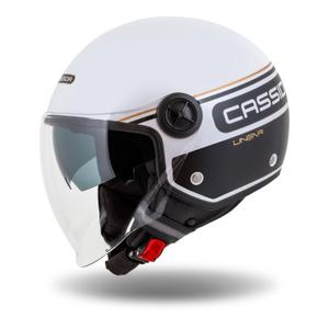 Cassida Handy Plus Linearna odprta motoristična čelada bela-črna-zlata