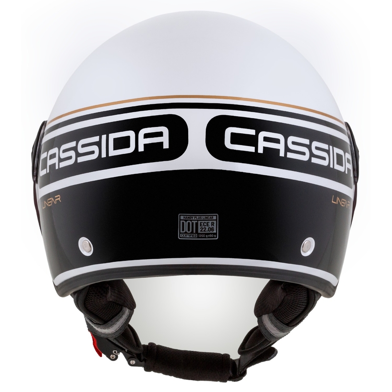 Cassida Handy Plus Linearna odprta motoristična čelada bela-črna-zlata