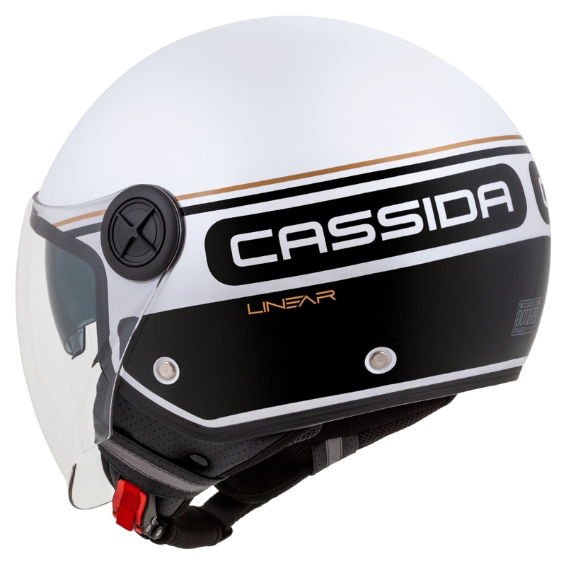 Cassida Handy Plus Linearna odprta motoristična čelada bela-črna-zlata