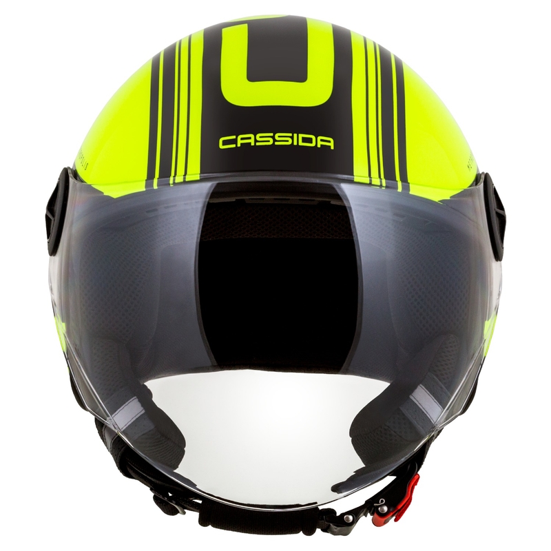 Cassida Handy Metropolis Safety fluo rumeno-črno-odsevna siva odprta motoristična čelada