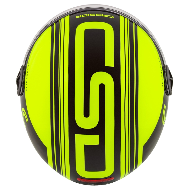 Cassida Handy Metropolis Safety fluo rumeno-črno-odsevna siva odprta motoristična čelada