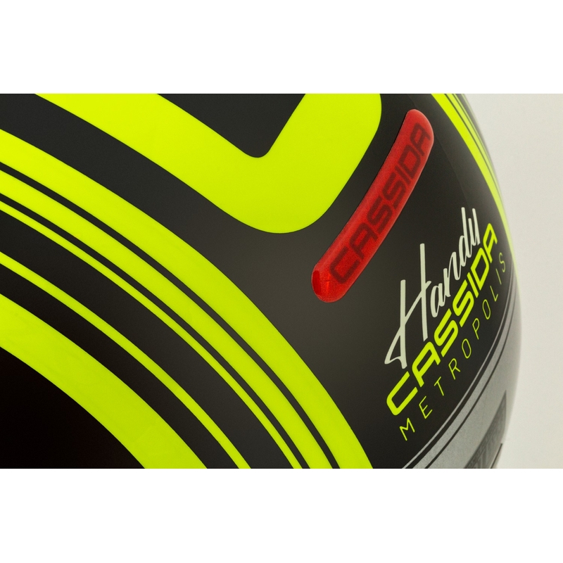 Cassida Handy Metropolis Safety fluo rumeno-črno-odsevna siva odprta motoristična čelada
