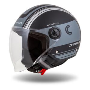 Cassida Handy Metropolis Varnostna odprta motoristična čelada Black-Reflective Grey