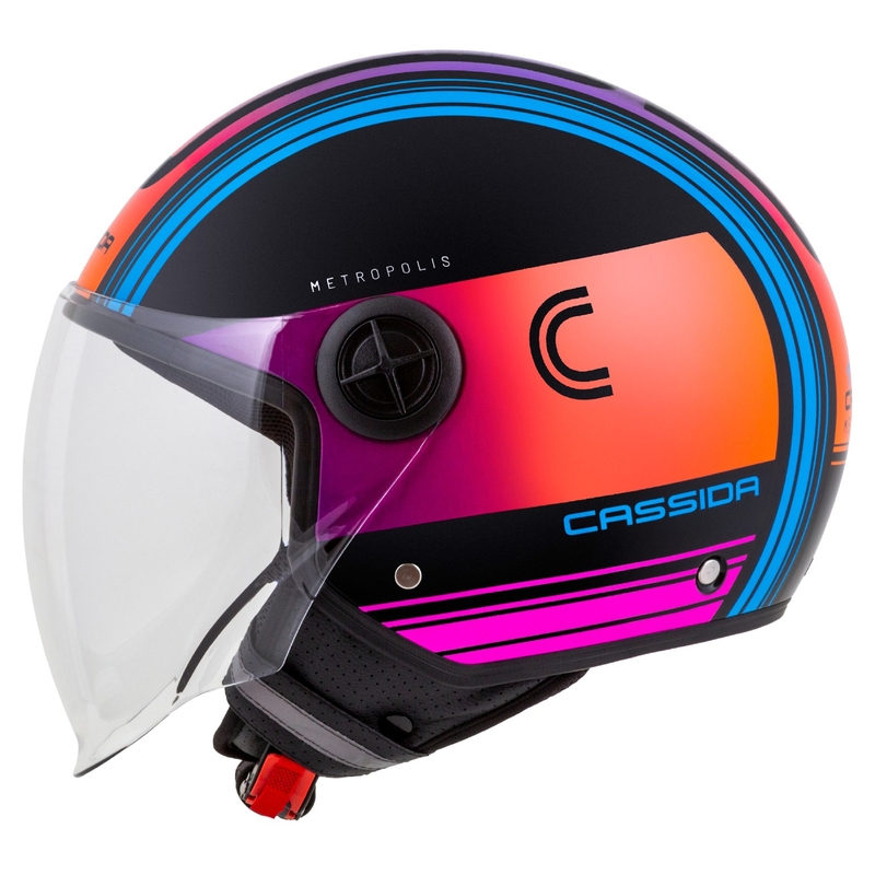 Cassida Handy Metropolis Black-Turquoise Gradient Open motoristična čelada