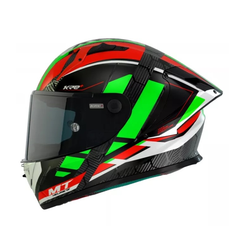 MT KRE+ Carbon Longlap Black-Green-Red Integral Motoristična čelada