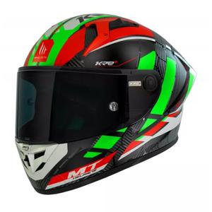 MT KRE+ Carbon Longlap Black-Green-Red Integral Motoristična čelada
