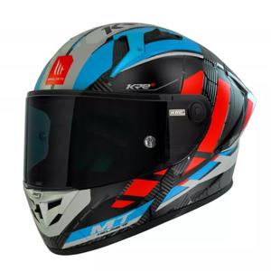 MT KRE+ Carbon Longlap Black-Grey-Red-Blue Integral Motoristična čelada