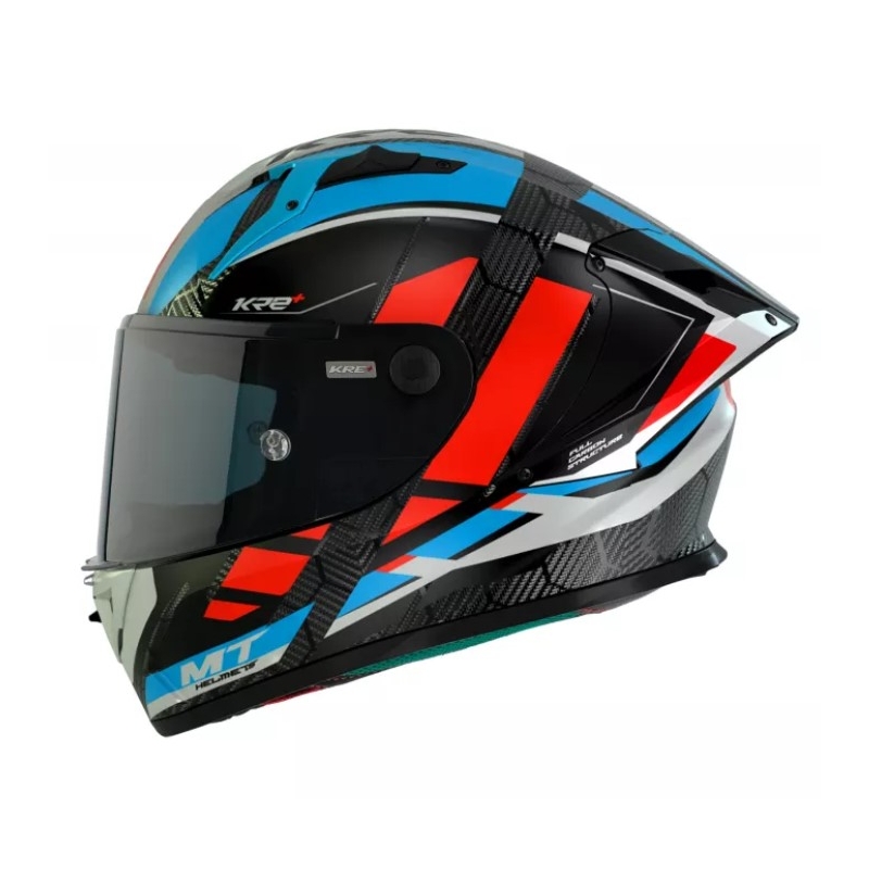 MT KRE+ Carbon Longlap Black-Grey-Red-Blue Integral Motoristična čelada