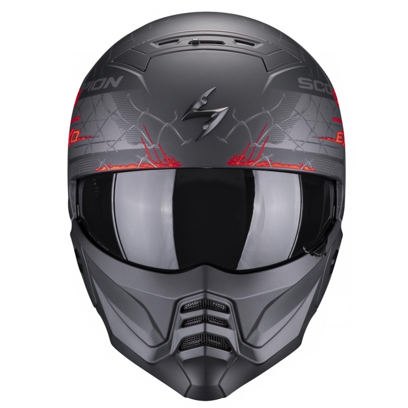 Odprta čelada z masko Scorpion EXO-COMBAT II Xenon črno-rdeča mat