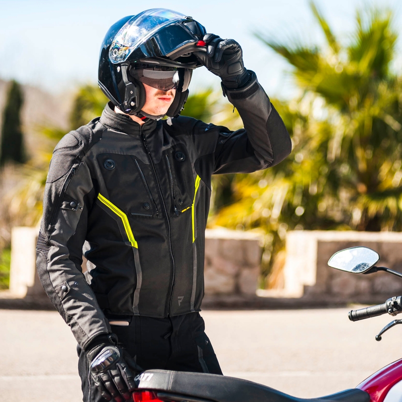 Rebelhorn Borg črno-temno sivo-fluo rumena motoristična jakna