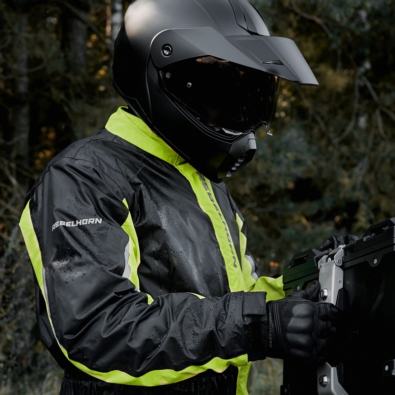 Moto jakna za dež Rebelhorn Patrol fluo rumeno-črna
