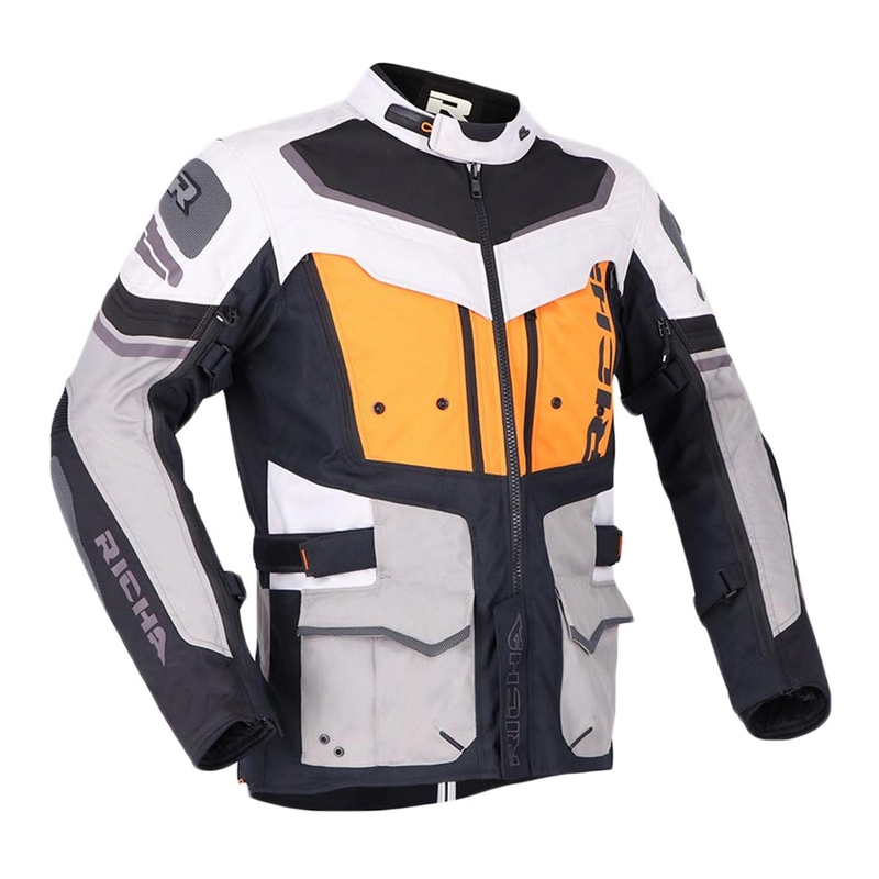 Motoristična jakna RICHA Infinity 2 Adventure sivo-oranžna razprodaja