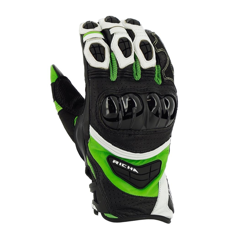 Motoristične rokavice RICHA Stealth black-white-green razprodaja