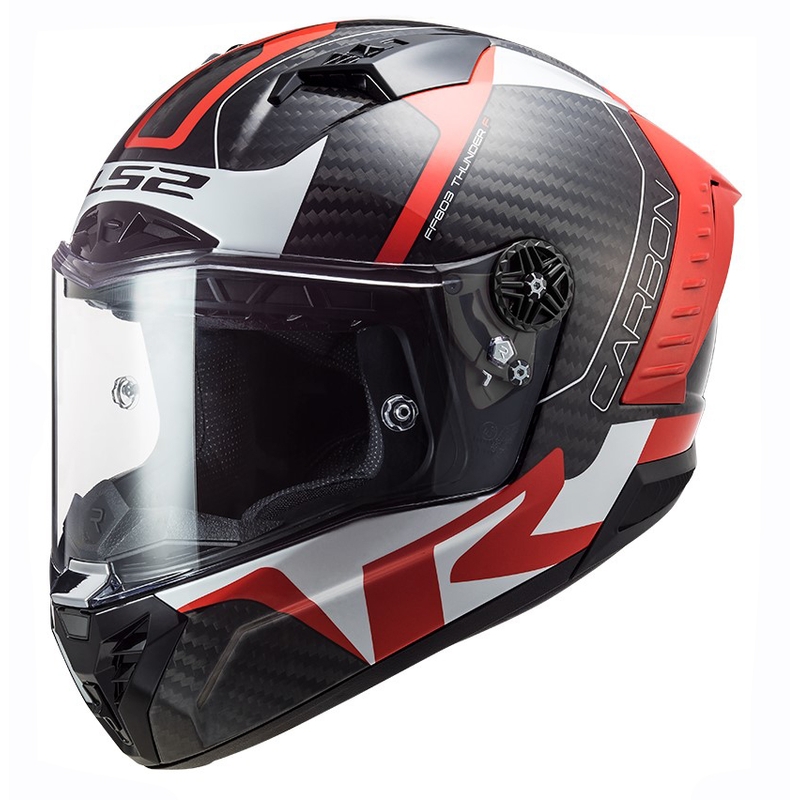 LS2 FF805 Thunder C Racing1 črno-bela-rdeča integralna motoristična čelada