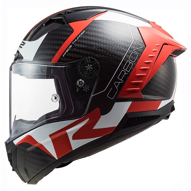 LS2 FF805 Thunder C Racing1 črno-bela-rdeča integralna motoristična čelada