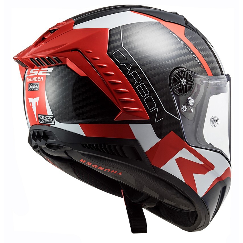 LS2 FF805 Thunder C Racing1 črno-bela-rdeča integralna motoristična čelada