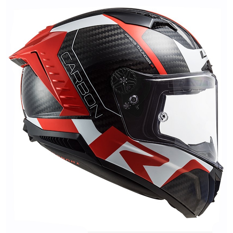 LS2 FF805 Thunder C Racing1 črno-bela-rdeča integralna motoristična čelada
