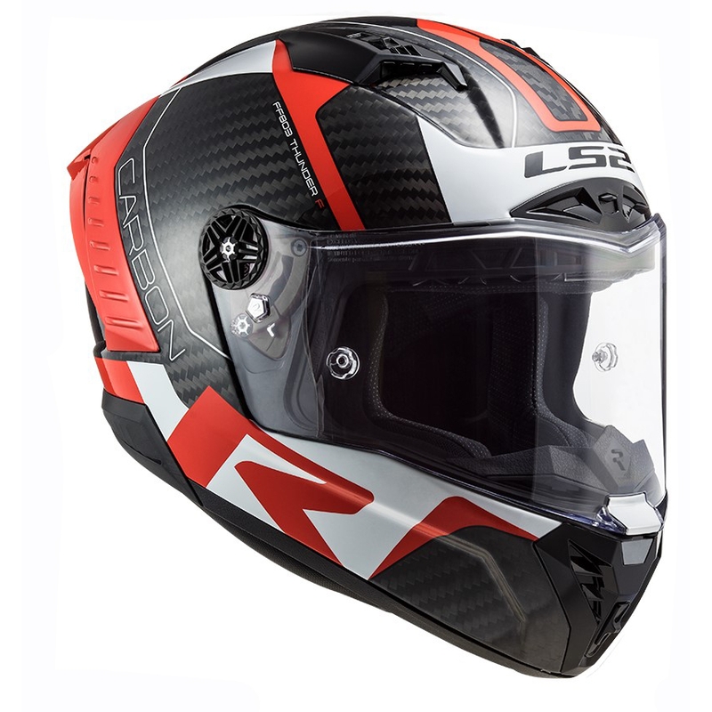LS2 FF805 Thunder C Racing1 črno-bela-rdeča integralna motoristična čelada